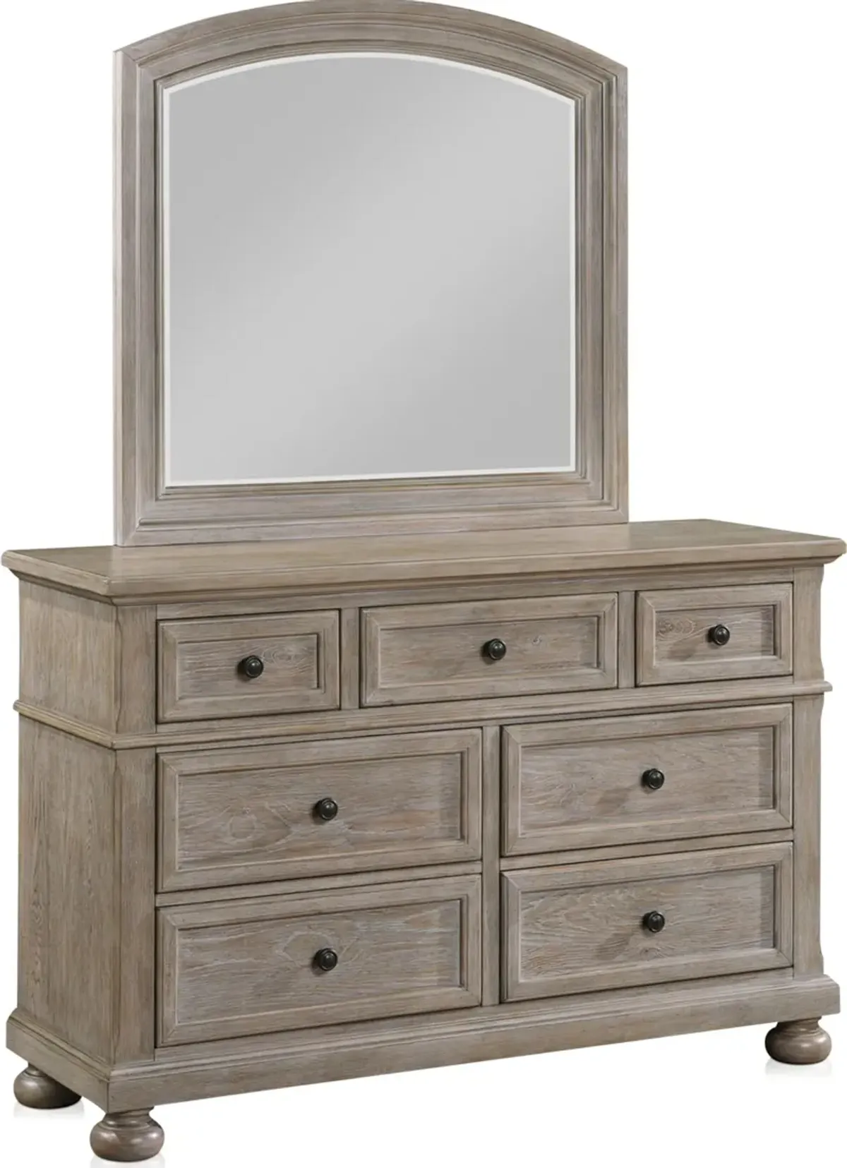 Hanover 5-Piece Youth Sleigh Full Bedroom Set with Dresser and Mirror - Taupe