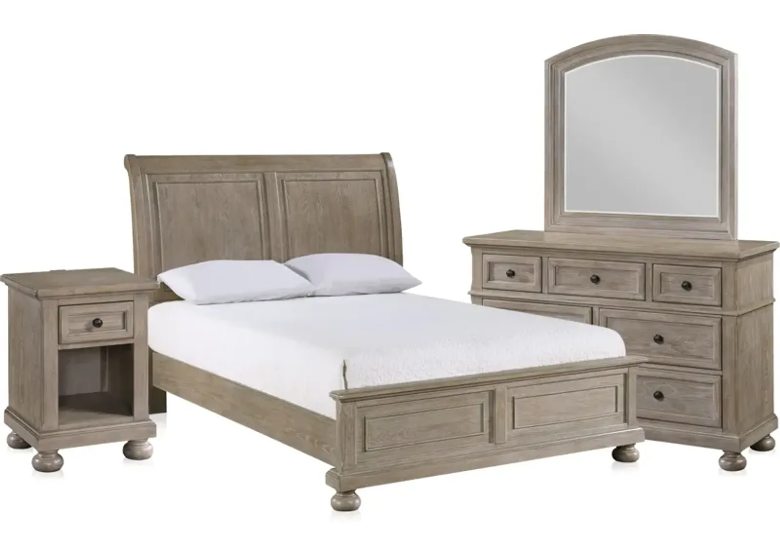 Hanover 6-Piece Youth Sleigh Full Bedroom Set with Dresser, Mirror and Nightstand with USB Charging