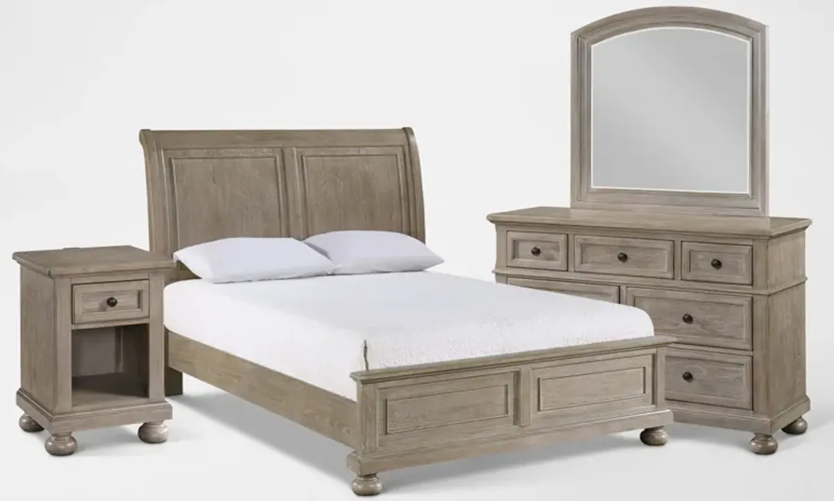 Hanover 6-Piece Youth Sleigh Full Bedroom Set with Dresser, Mirror and Nightstand with USB Charging