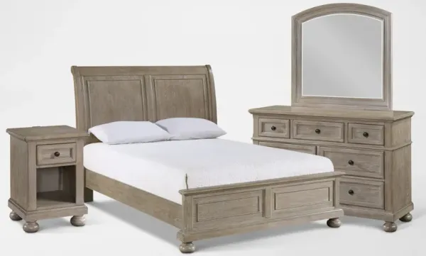 Hanover 6-Piece Youth Sleigh Full Bedroom Set with Dresser, Mirror and Nightstand with USB Charging