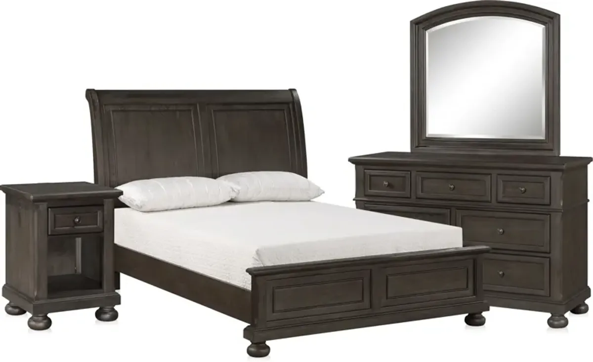 Hanover 6-Piece Youth Sleigh Full Bedroom Set with Dresser, Mirror and Nightstand with USB Charging