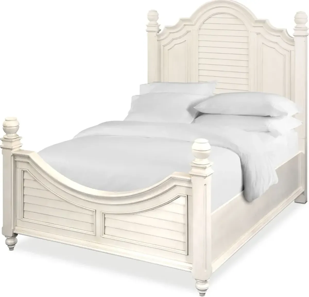 Charleston 5-Piece Queen Poster Bedroom Set with Dresser and Mirror - White