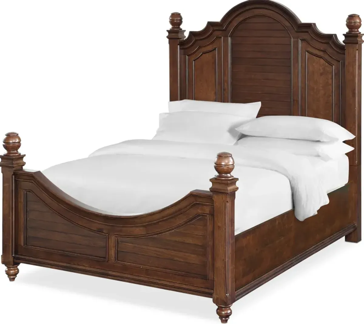 Charleston 6-Piece King Poster Bedroom Set with Nightstand, Dresser and Mirror - Tobacco