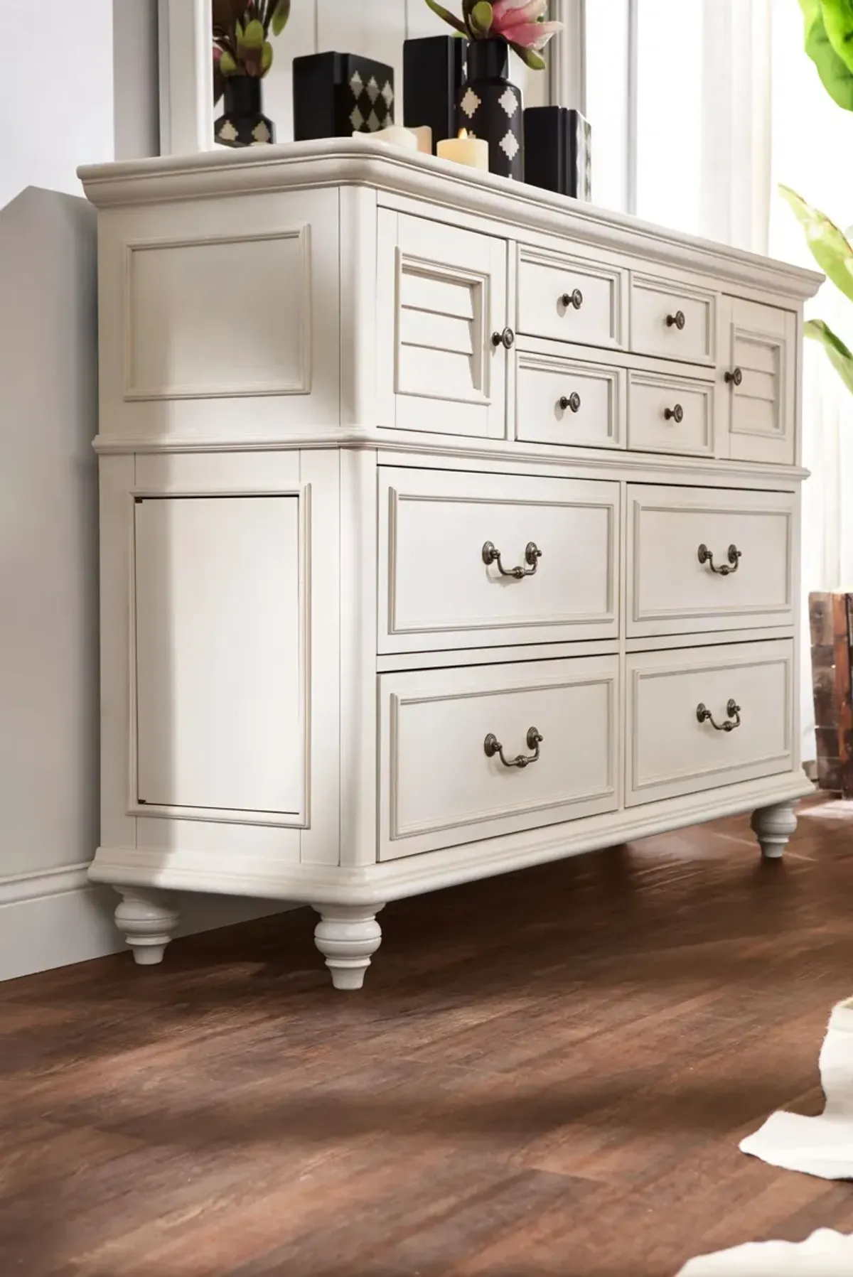 Charleston Dresser and Mirror - White