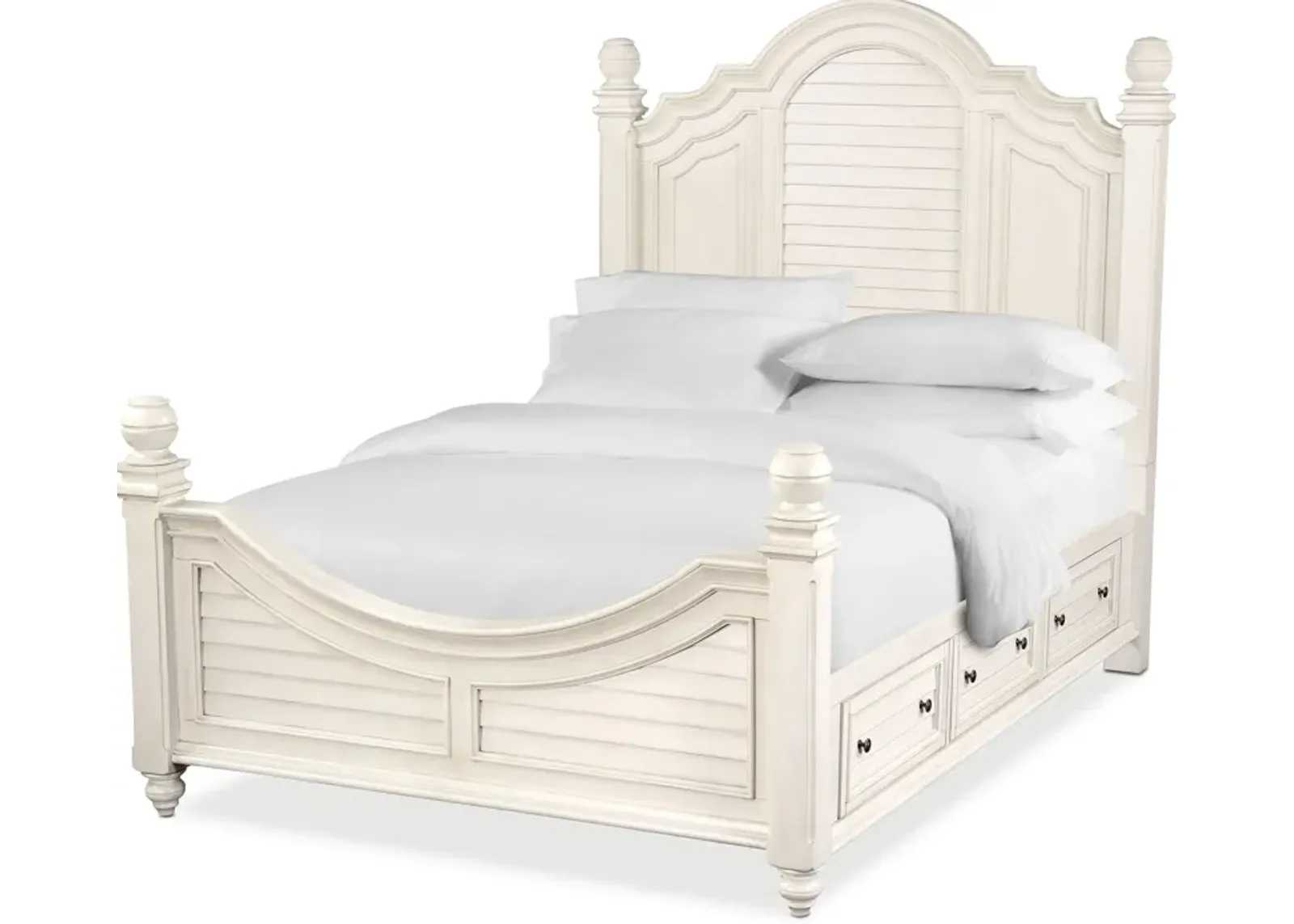 Charleston King Poster Storage Bed with 4 Drawers - White