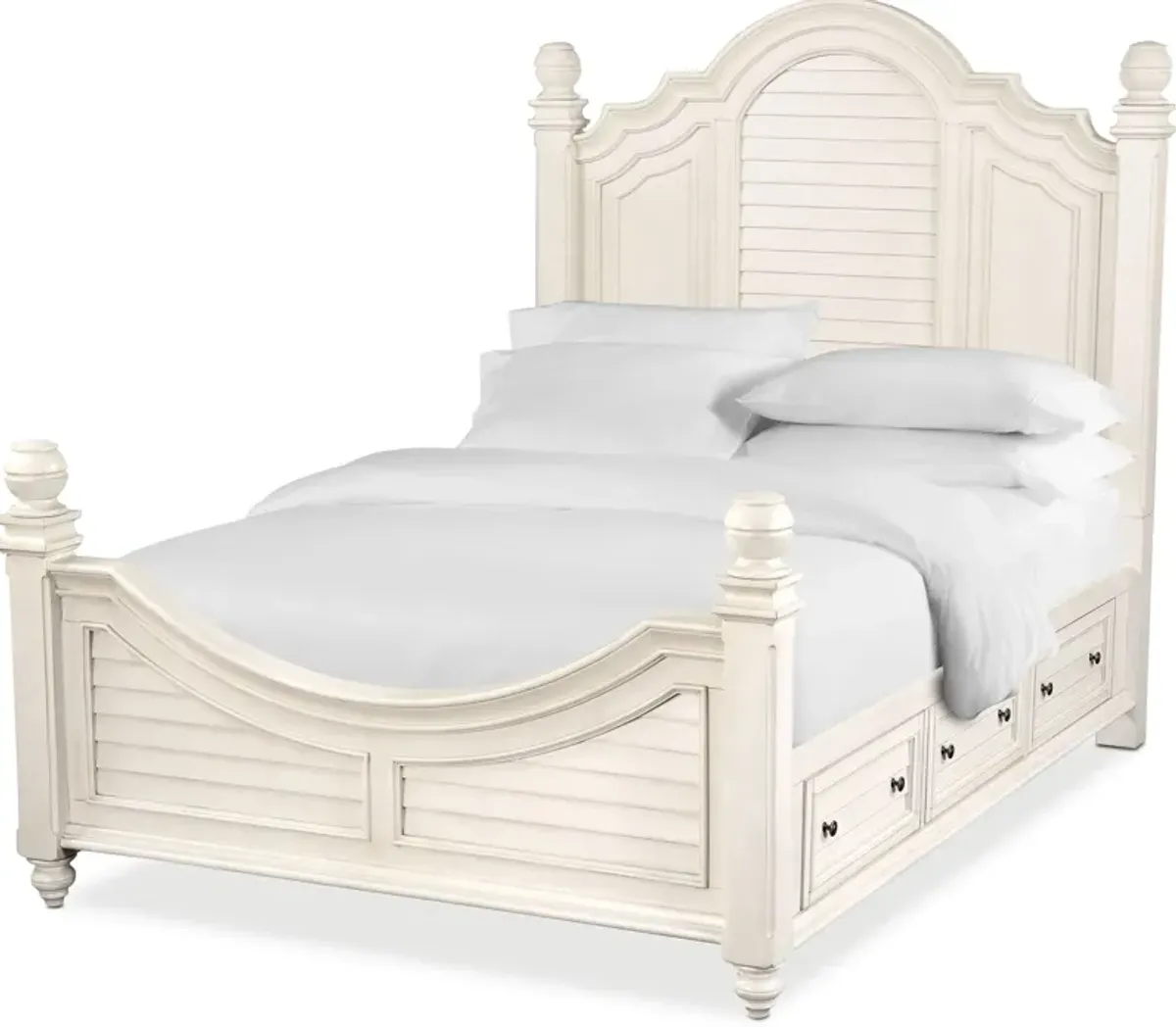 Charleston King Poster Storage Bed with 4 Drawers - White