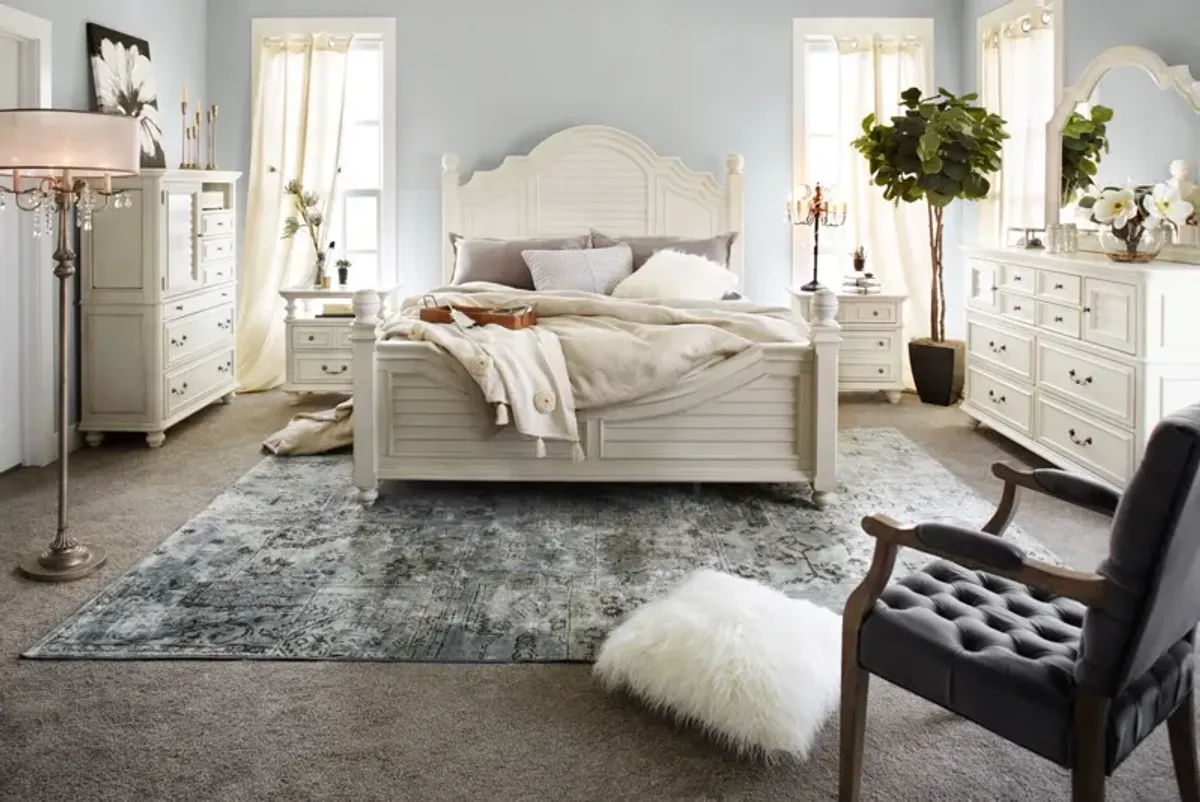 Charleston King Poster Bed - White