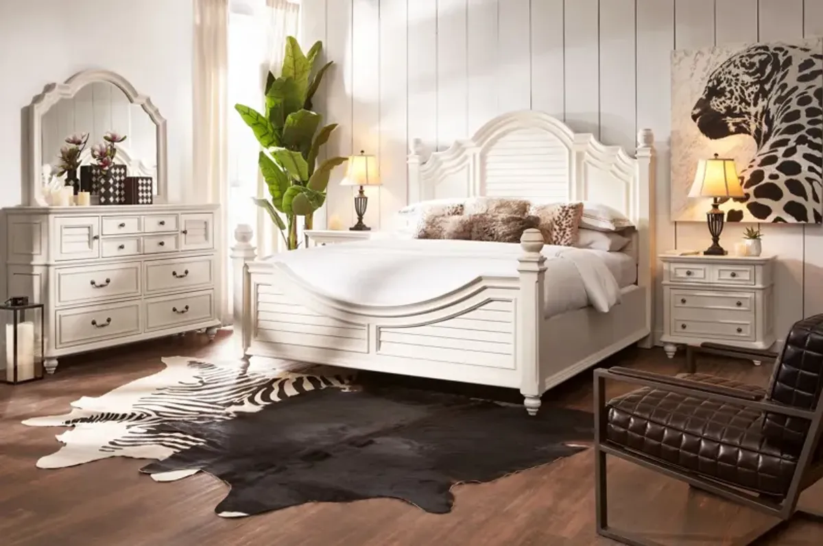 Charleston King Poster Bed - White