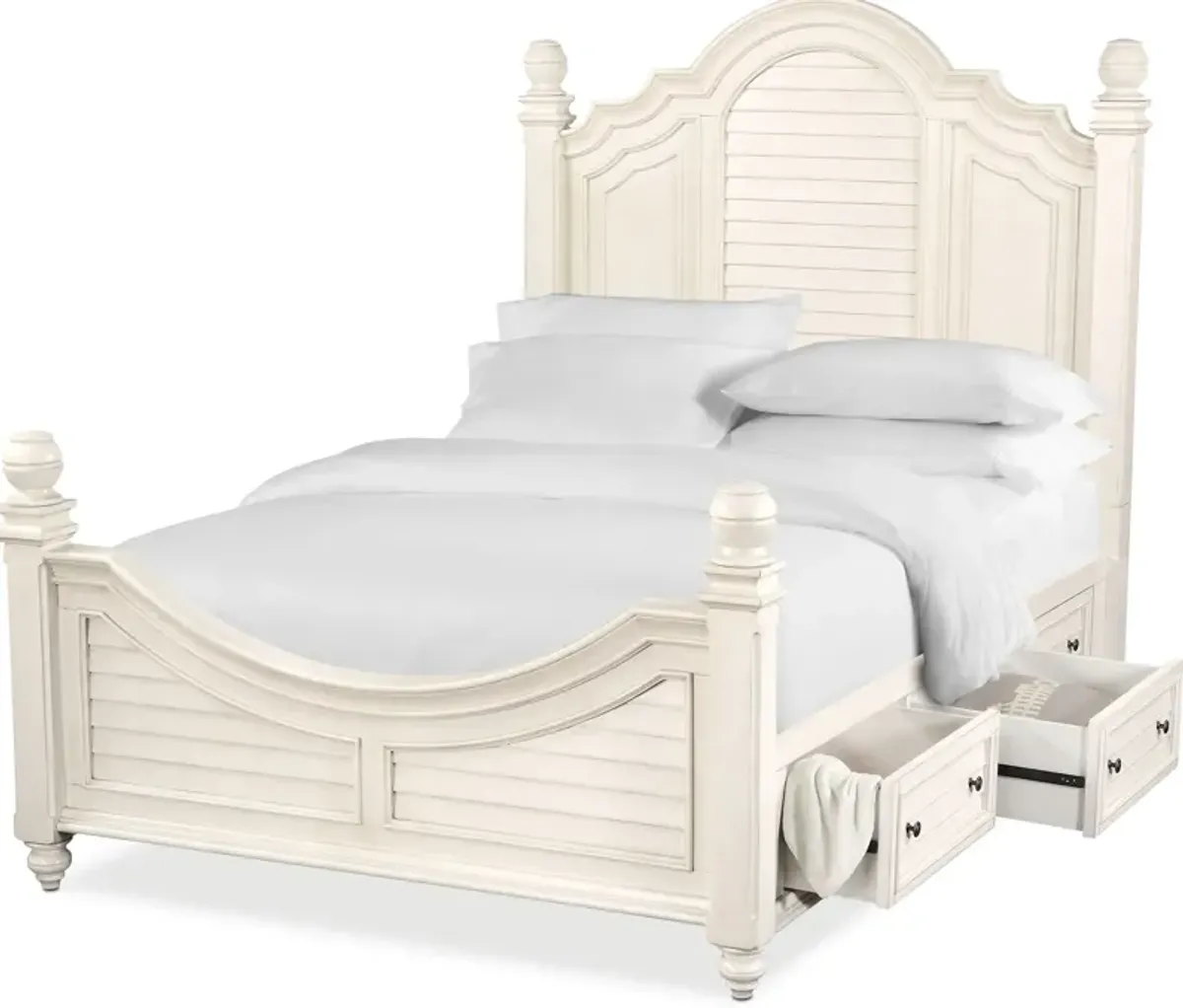 Charleston Queen Poster Storage Bed with 4 Drawers - White