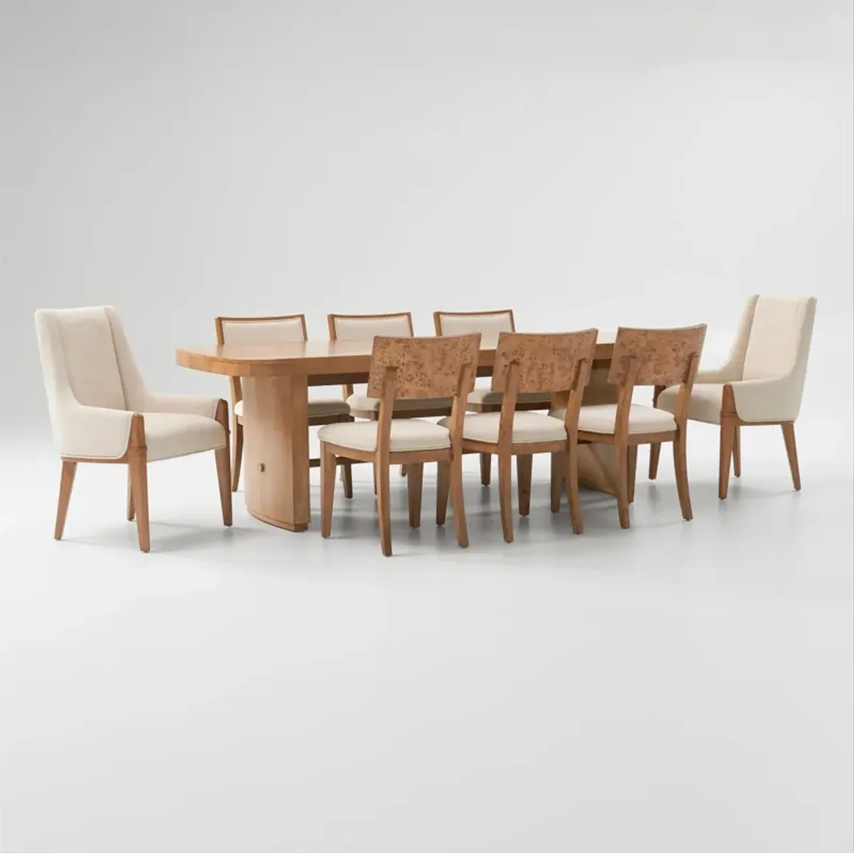 Milan Dining Table, 6 Side Chairs and 2 Host Chairs - Blonde