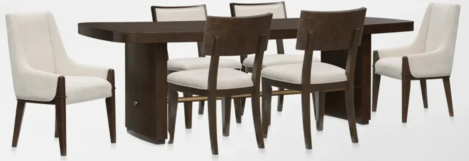 Milan Dining Table, 4 Side Chairs and 2 Host Chairs - Espresso