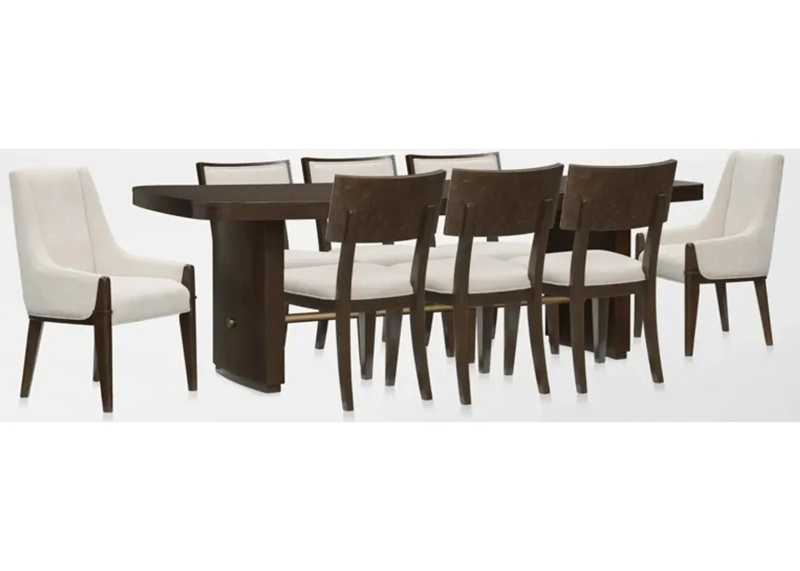 Milan Dining Table, 6 Side Chairs and 2 Host Chairs - Espresso