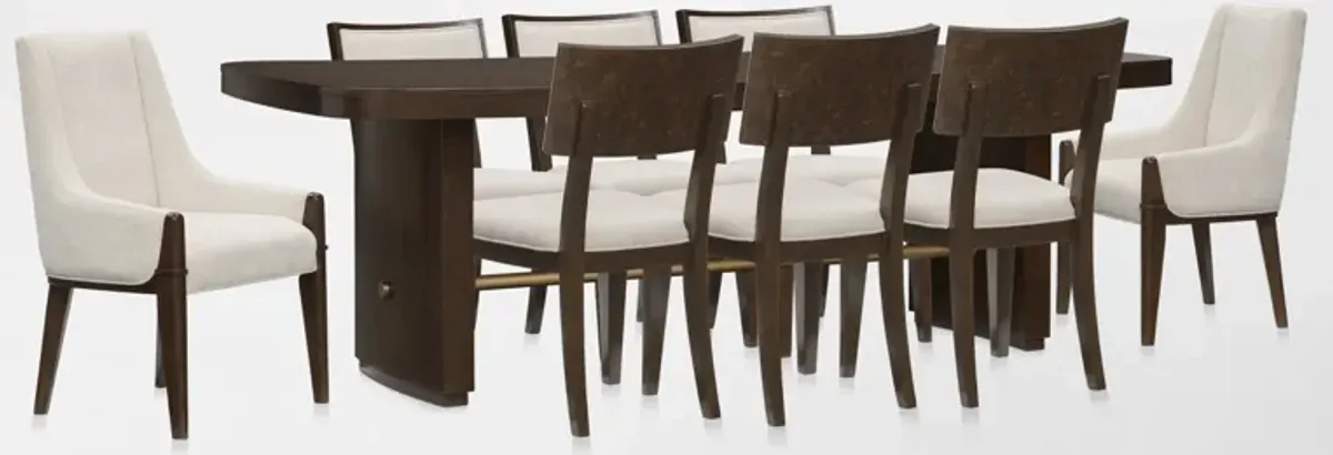 Milan Dining Table, 6 Side Chairs and 2 Host Chairs - Espresso