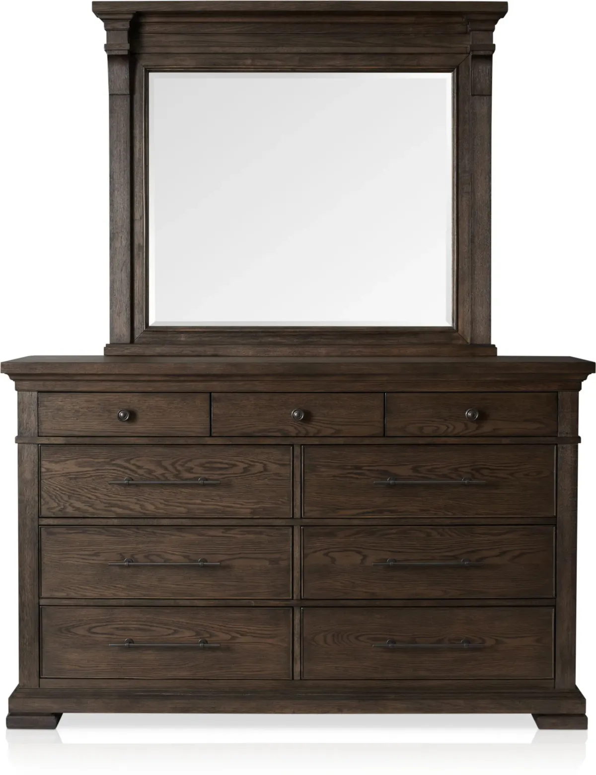 Asheville 5-Piece Queen Storage Bedroom Set with Dresser and Mirror - Tobacco