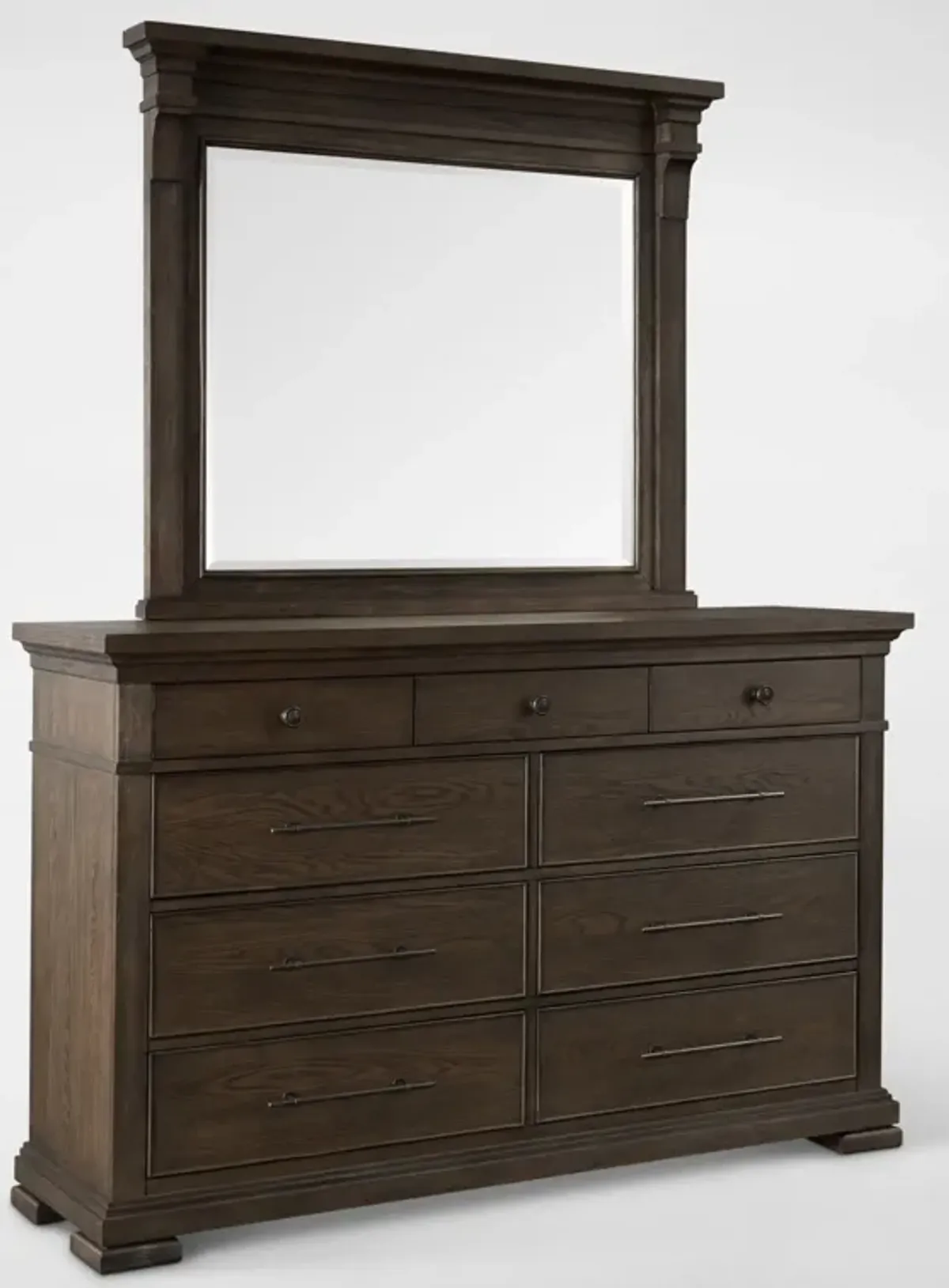 Asheville 5-Piece Queen Storage Bedroom Set with Dresser and Mirror - Tobacco