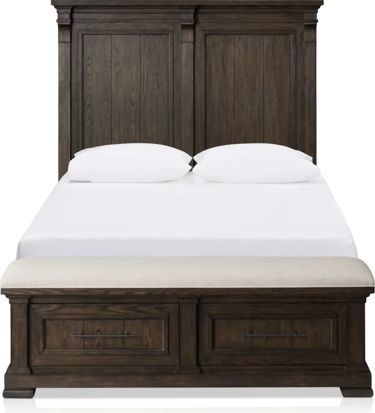 Asheville 5-Piece Queen Storage Bedroom Set with Dresser and Mirror - Tobacco