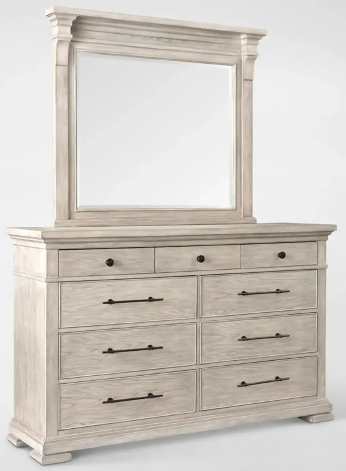 Asheville 5-Piece King Storage Bedroom Set with Dresser and Mirror - Sandstone