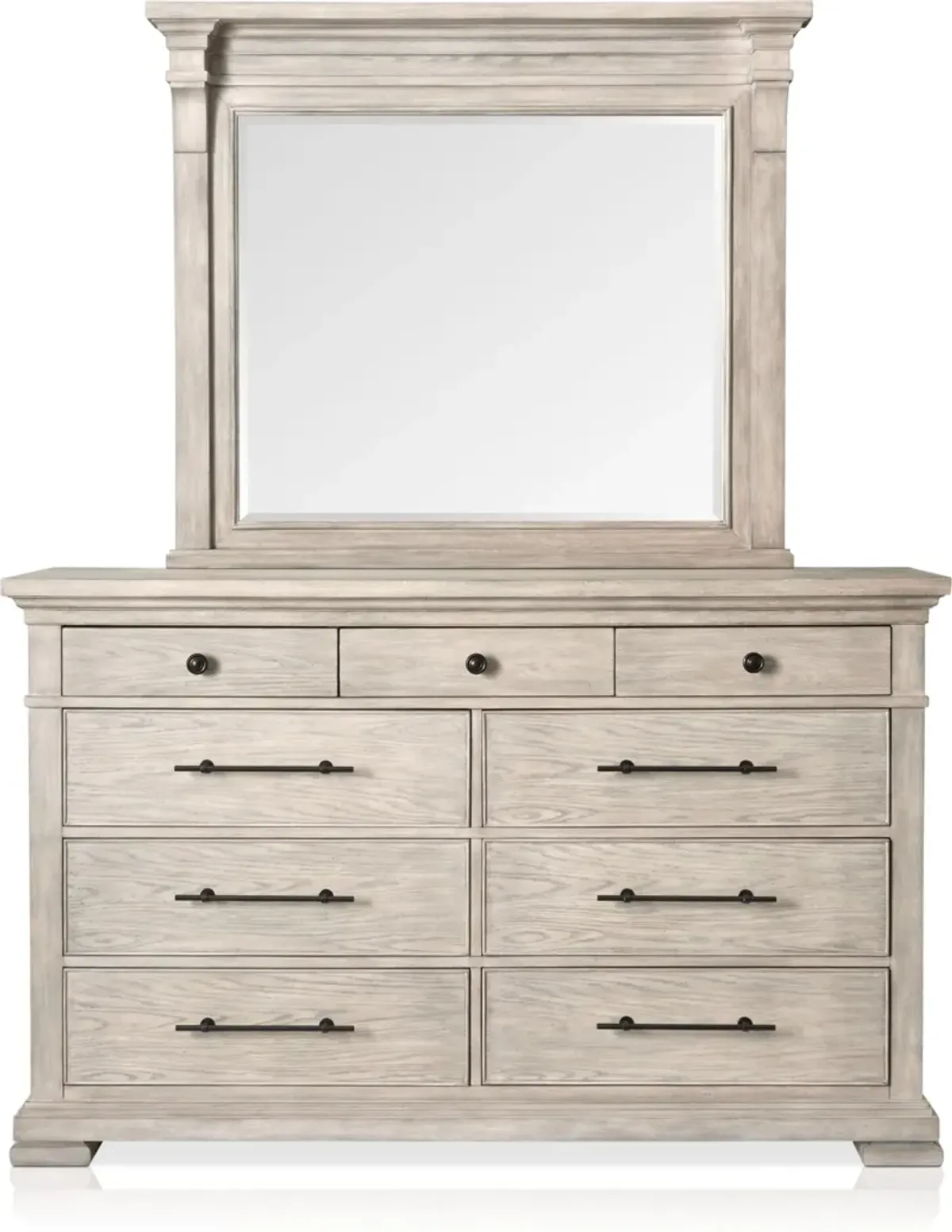 Asheville 5-Piece King Storage Bedroom Set with Dresser and Mirror - Sandstone