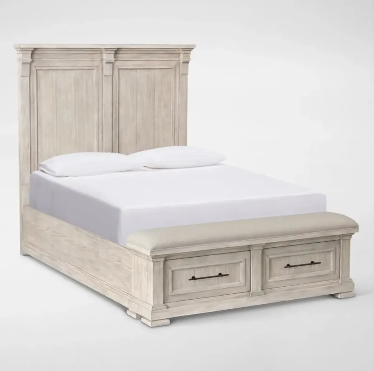 Asheville 5-Piece King Storage Bedroom Set with Dresser and Mirror - Sandstone