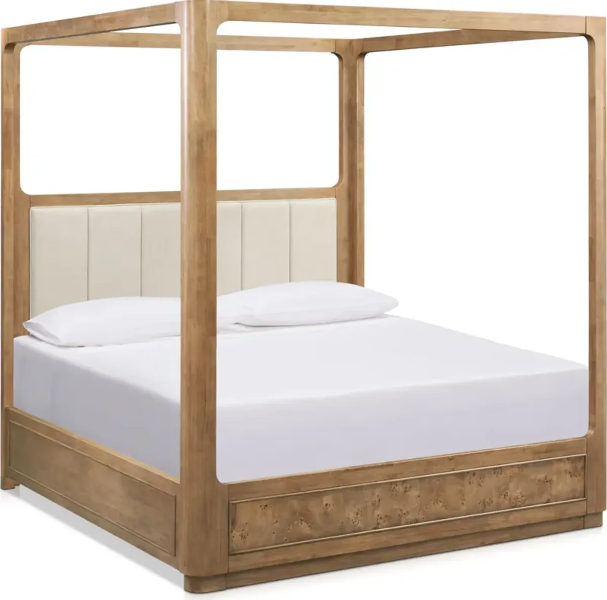 Milan 5-Piece Queen Canopy Bedroom Set with Dresser and Mirror - Blonde