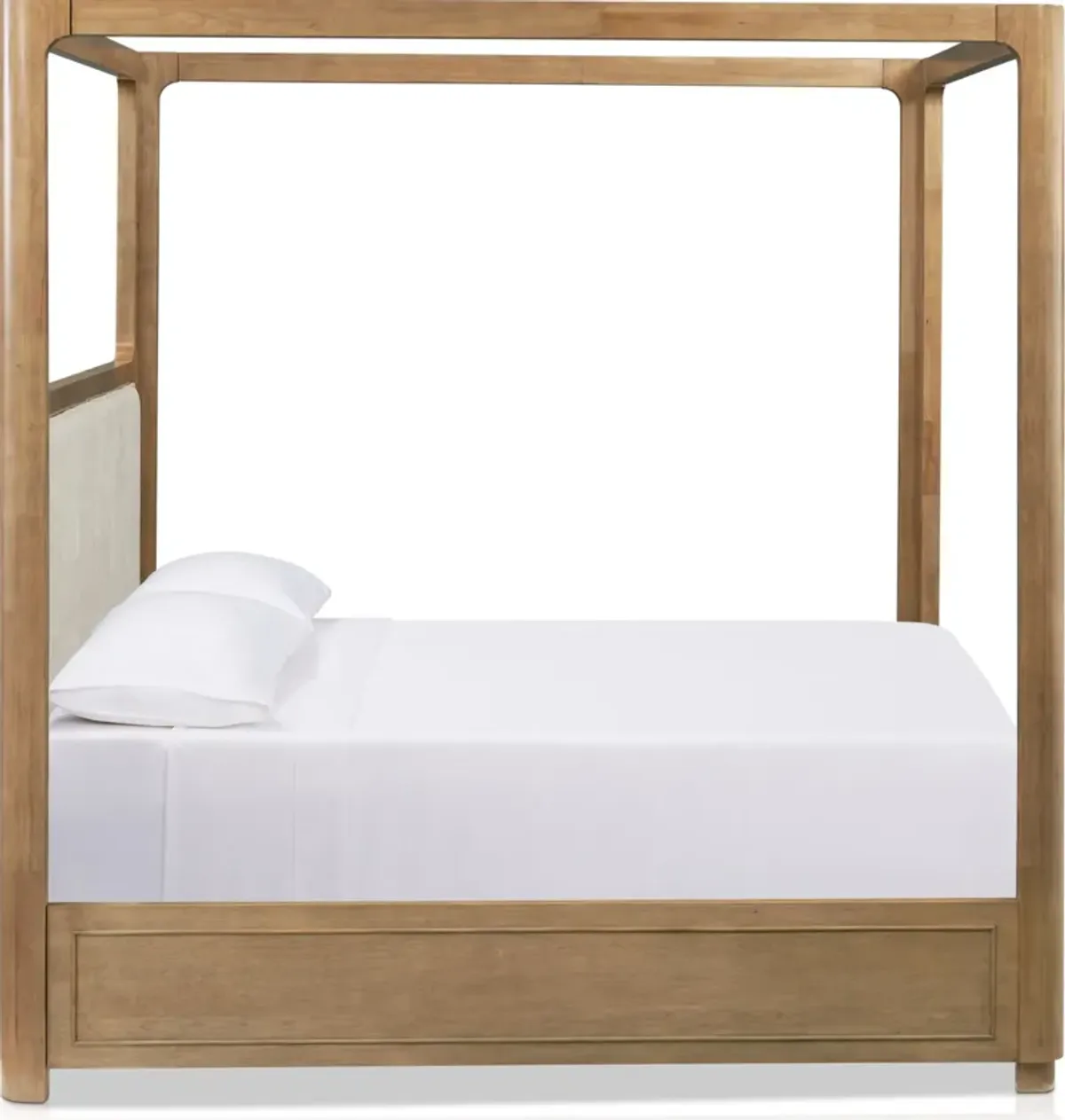 Milan 5-Piece King Canopy Bedroom Set with Dresser and Mirror - Blonde