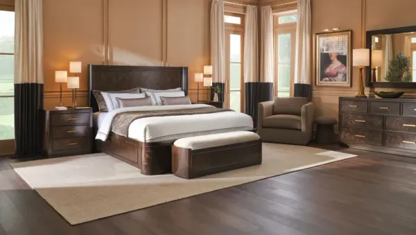 Milan 6Pc King Panel Bedroom Set with Dresser, Mirror & 3-Drawer Nightstand with USB Charging - Es