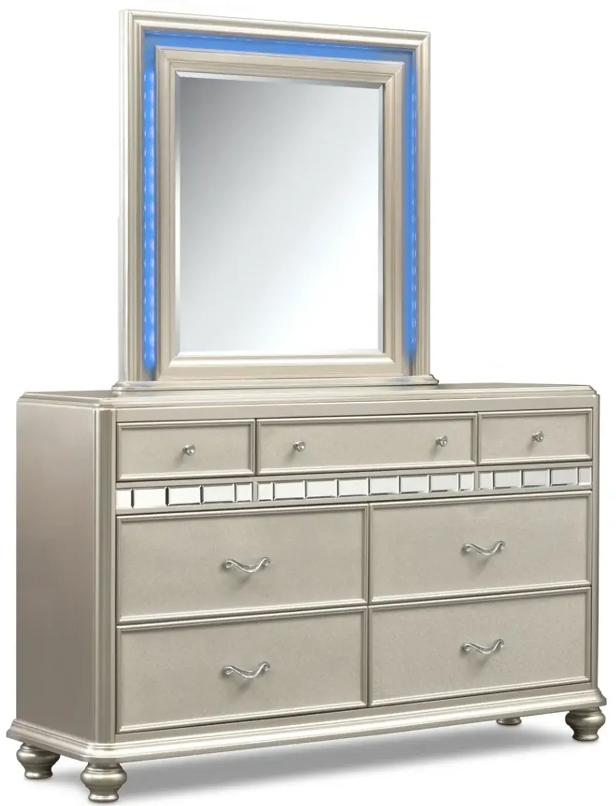 Sabrina Dresser and Mirror - Platinum