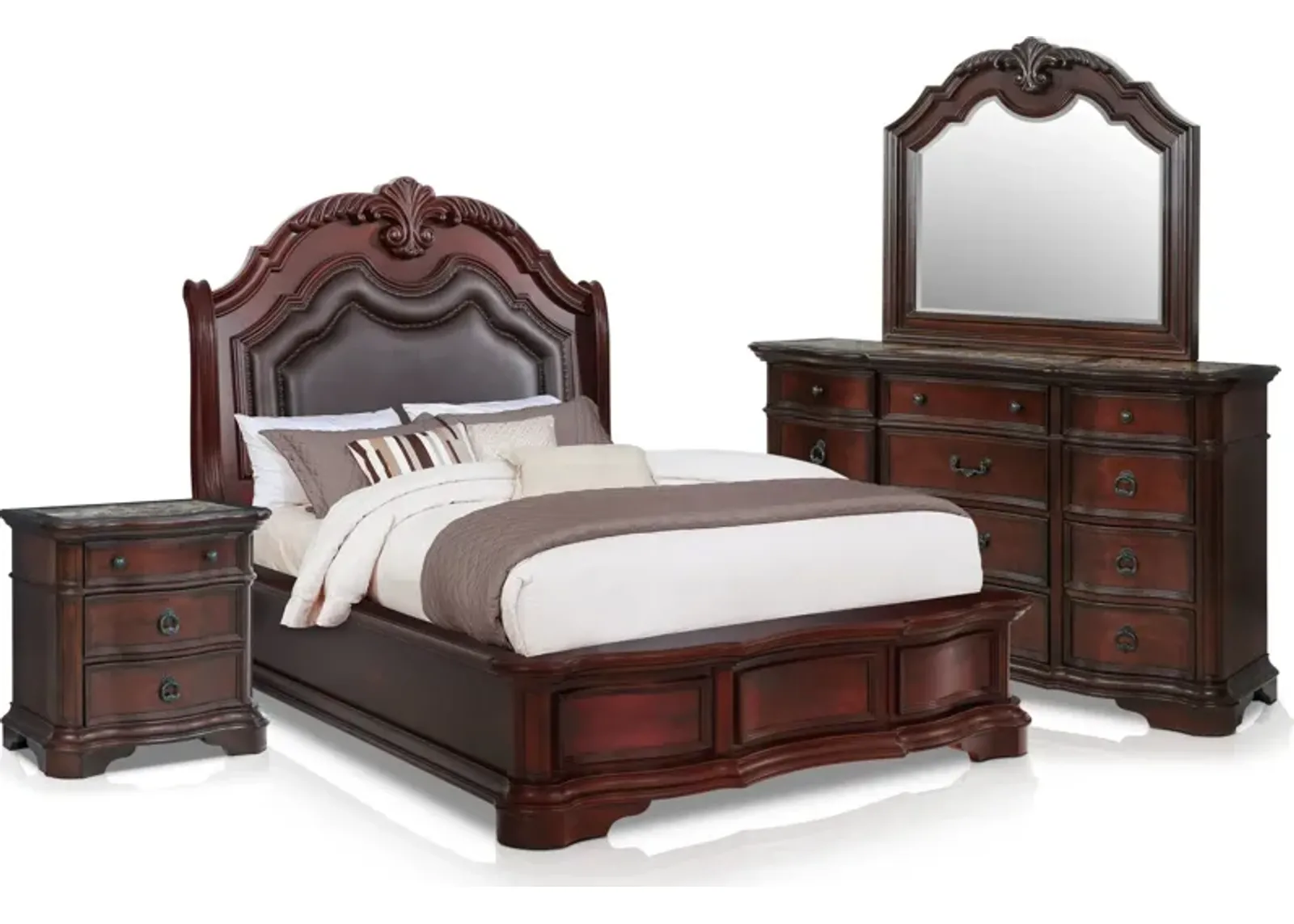 Gramercy Park 6-Piece King Bedroom Set with Nightstand, Dresser and Mirror - Mahogany