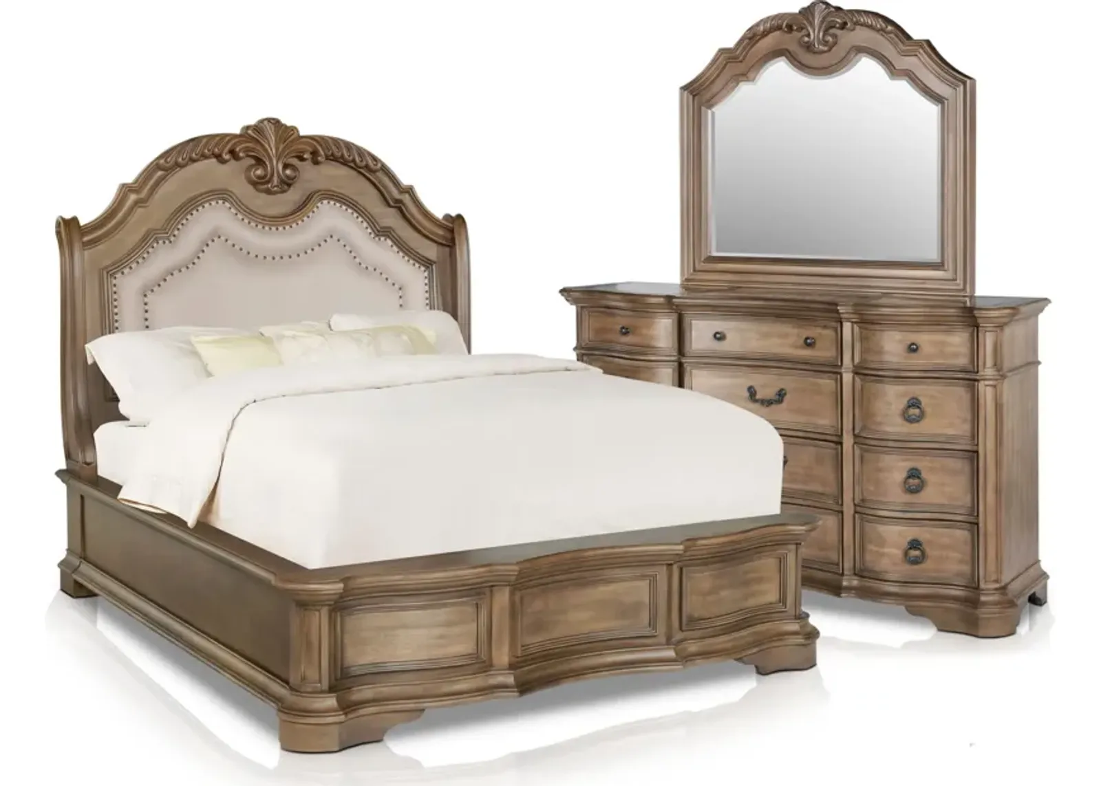 Gramercy Park 5-Piece Queen Bedroom Set with Dresser and Mirror - Sandstone