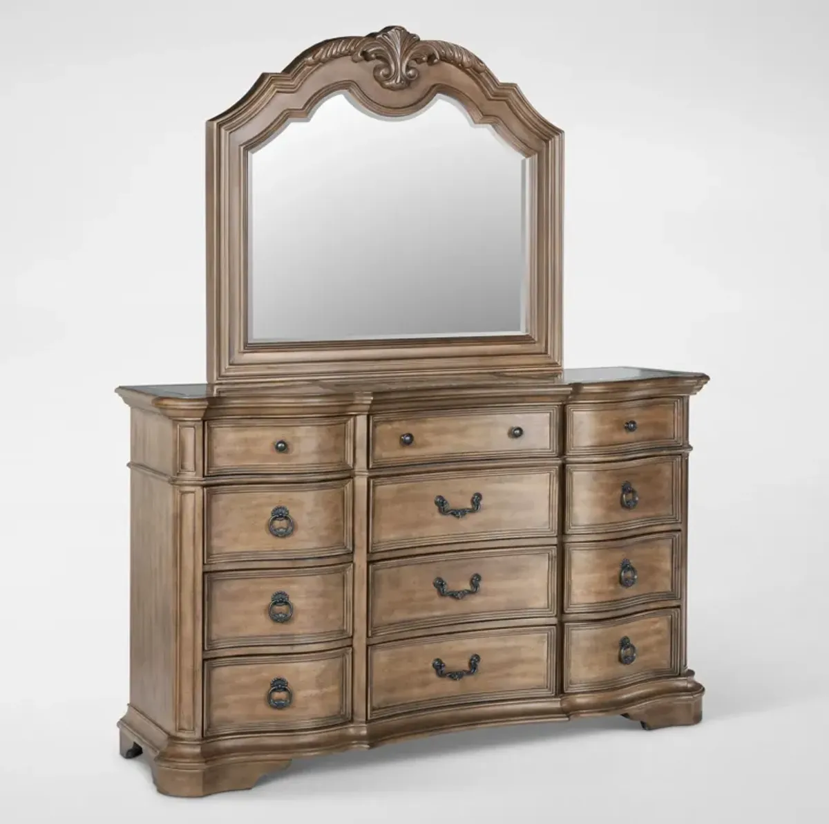 Gramercy Park 5-Piece King Bedroom Set with Dresser and Mirror - Sandstone