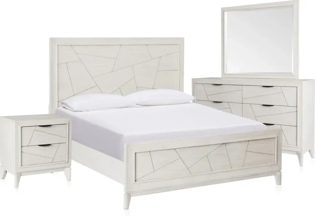 Fresno 6-Piece King Bedroom Set with Panel Bed, Dresser, Mirror and Nightstand with USB Charging