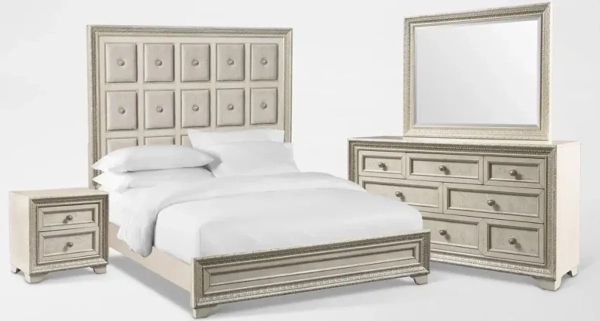 Valentina 6-Piece Queen Bedroom Set with Nightstand, Dresser and Mirror