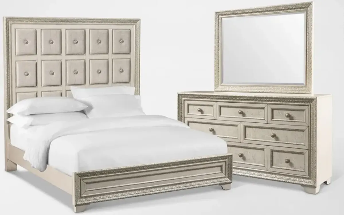 Valentina 5-Piece King Bedroom Set with Dresser and Mirror