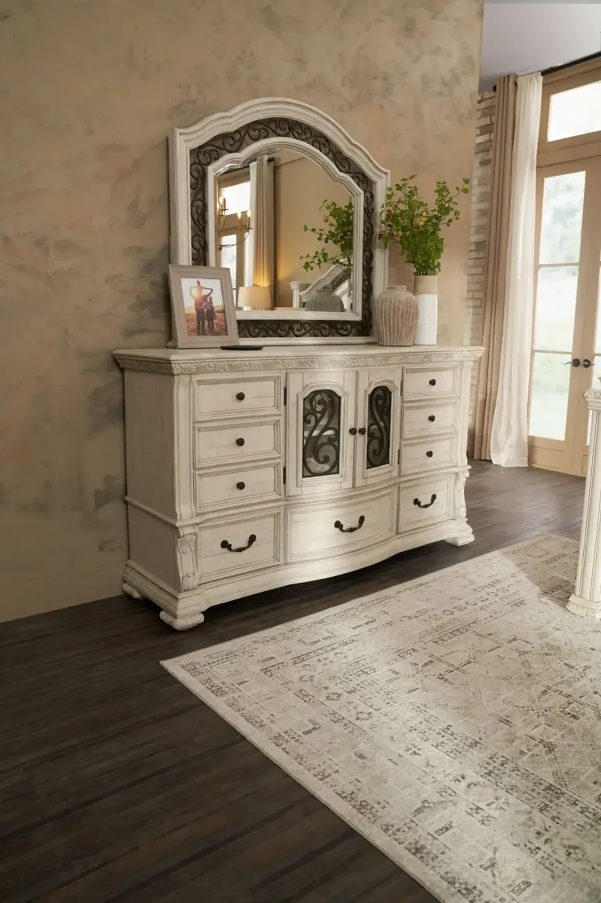 Tuscany Dresser and Mirror - Alabaster