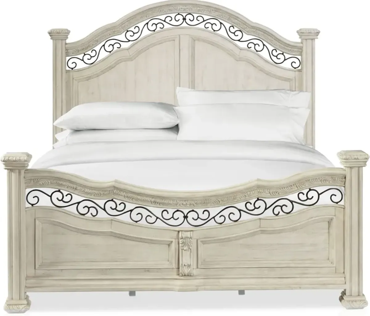 Tuscany 5-Piece King Panel Bedroom Set with Dresser and Mirror - Alabaster