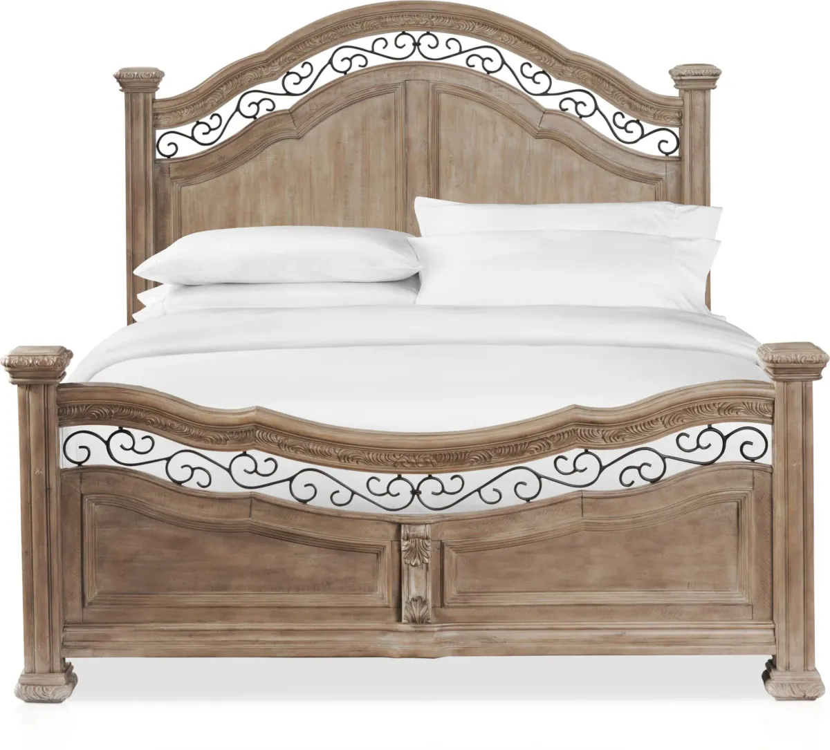Tuscany 5-Piece King Panel Bedroom Set with Dresser and Mirror - Taupe