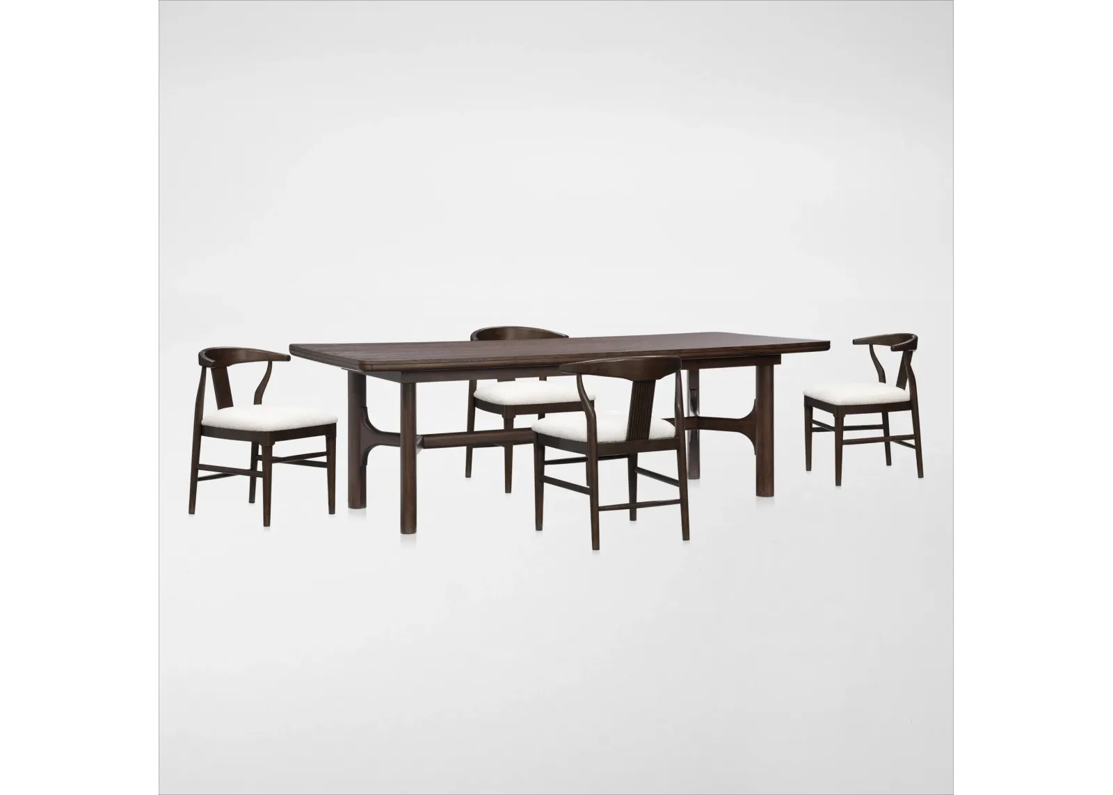 Santa Monica Rectangle Dining Table with 4 Wishbone-Back Dining Chairs - Chestnut