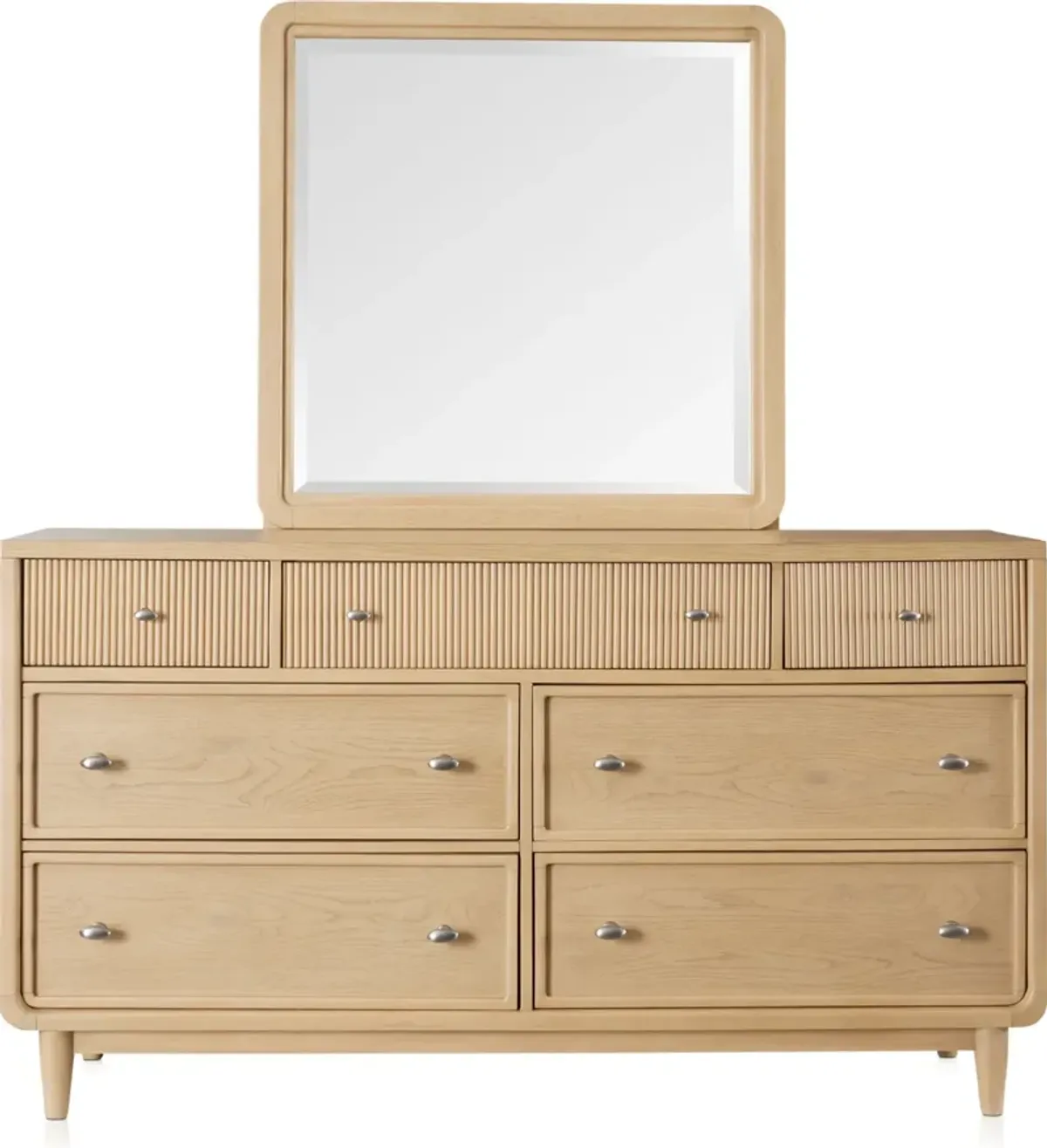 Santa Monica 6-Piece King Upholstered Bedroom Set with Dresser, Mirror & Charging Nightstand - Nt