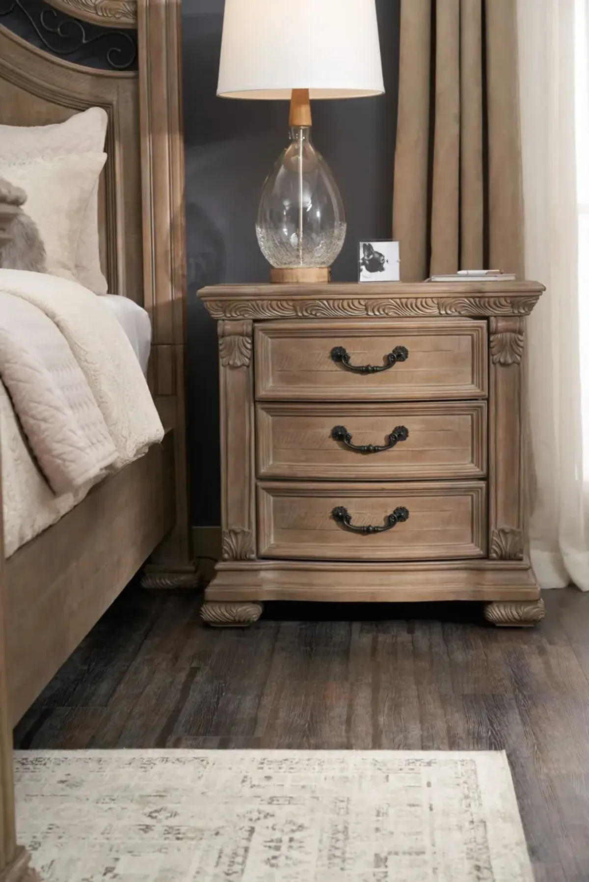 Tuscany Drawer Nightstand with USB Charging - Taupe