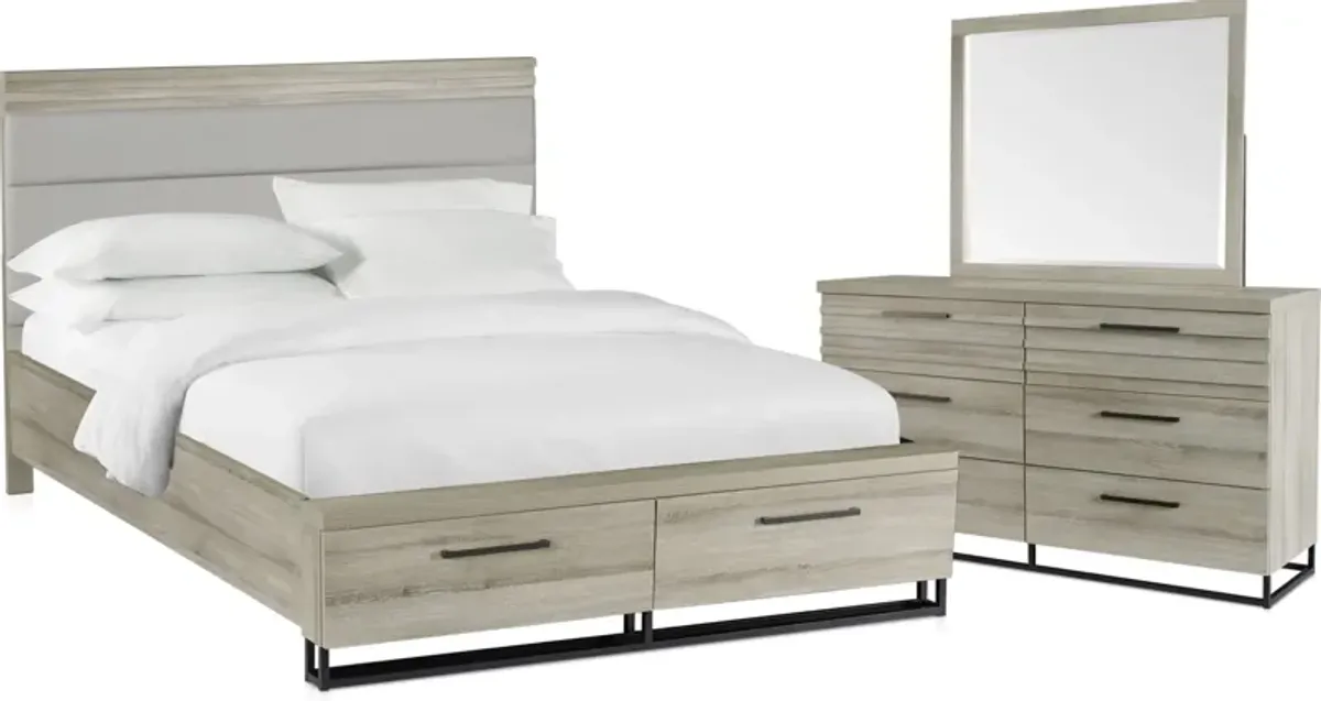 Nolan 5-Piece King Storage Bedroom Set with Dresser and Mirror