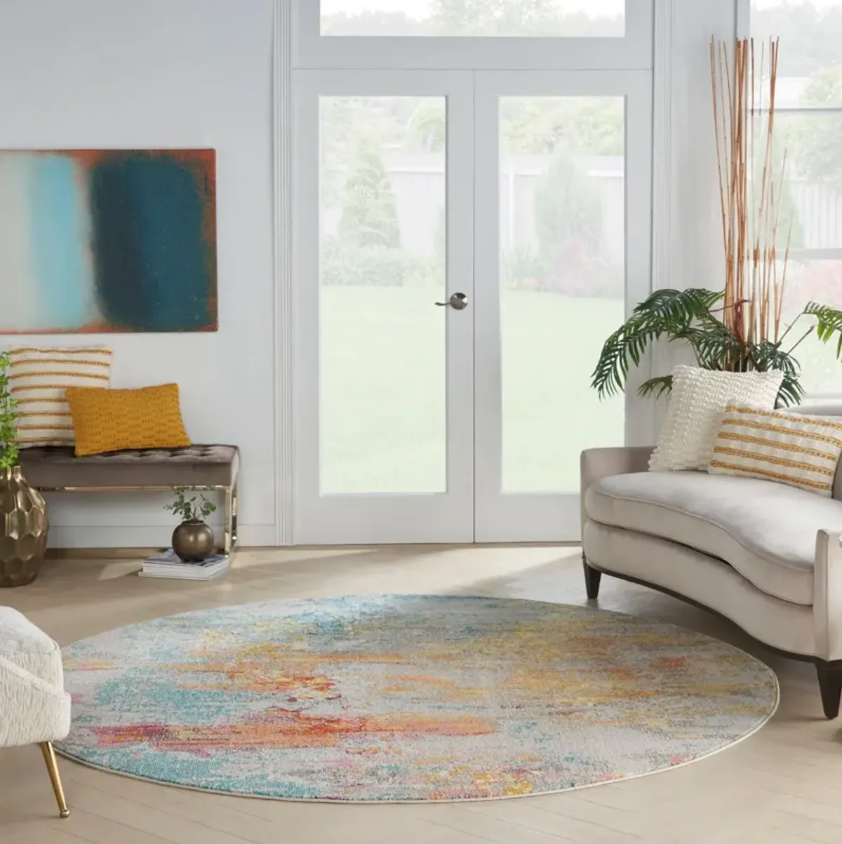 Tulum 8' Round Area Rug - Multicolor