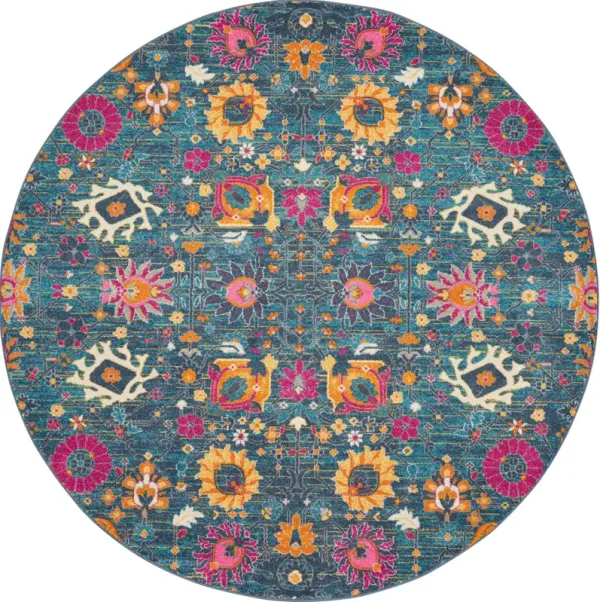 Tralee 8' Round Area Rug - Denim