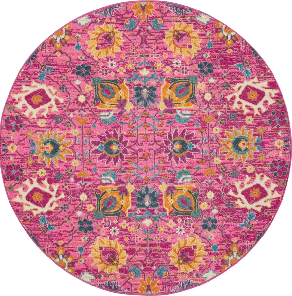 Tralee 4' Round Area Rug - Fuchsia