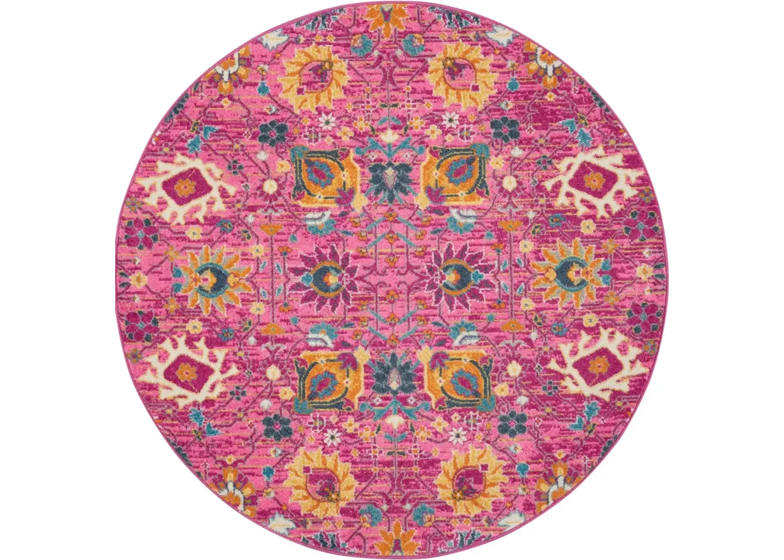 Tralee 8' Round Area Rug - Fuchsia