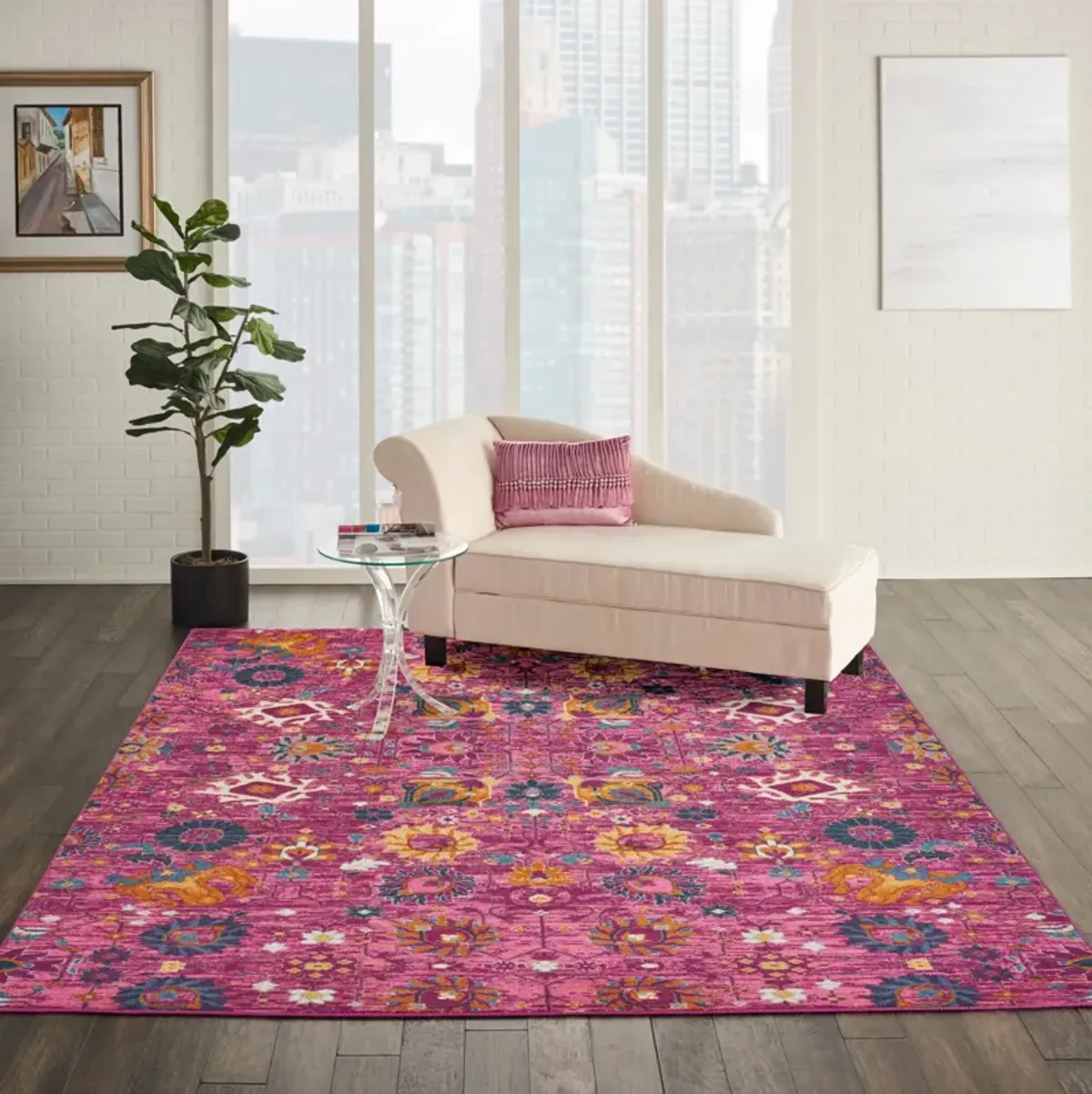 Tralee 9' x 12' Area Rug - Fuchsia