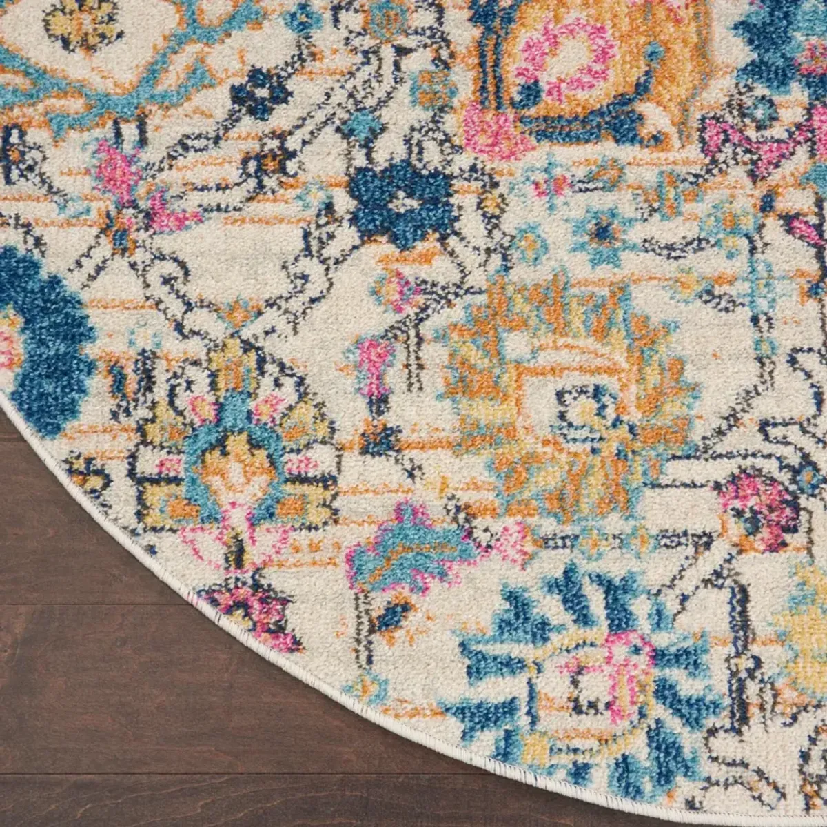 Tralee 4' Round Area Rug - Ivory Multicolor