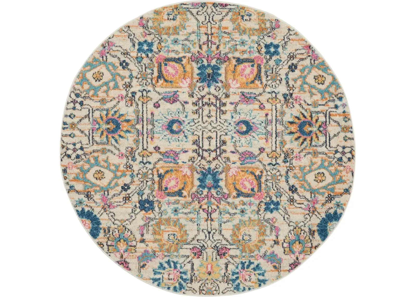 Tralee 4' Round Area Rug - Ivory Multicolor