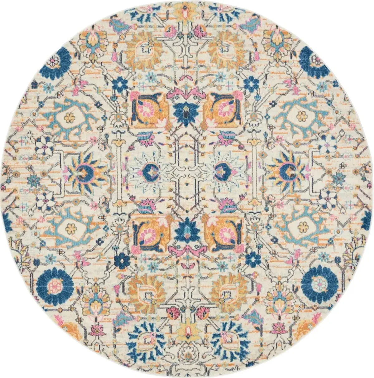 Tralee 8' Round Area Rug - Ivory Multicolor