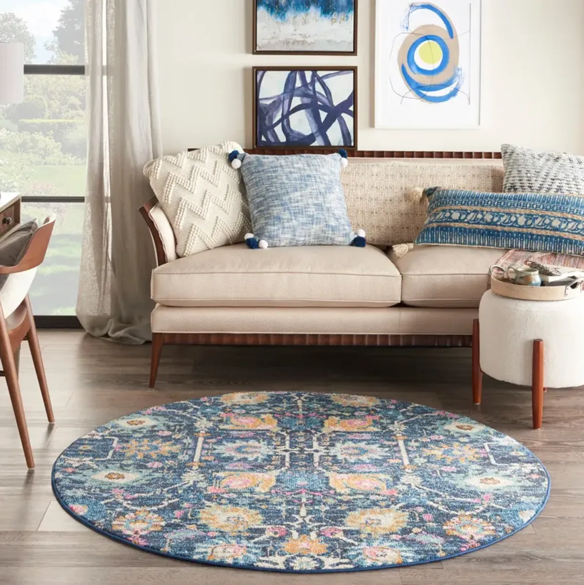 Tralee 5' Round Area Rug - Navy