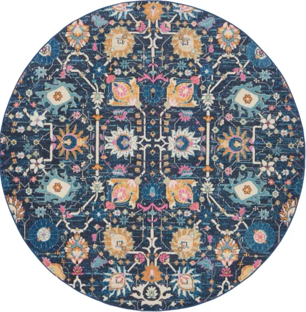 Tralee 8' Round Area Rug - Navy